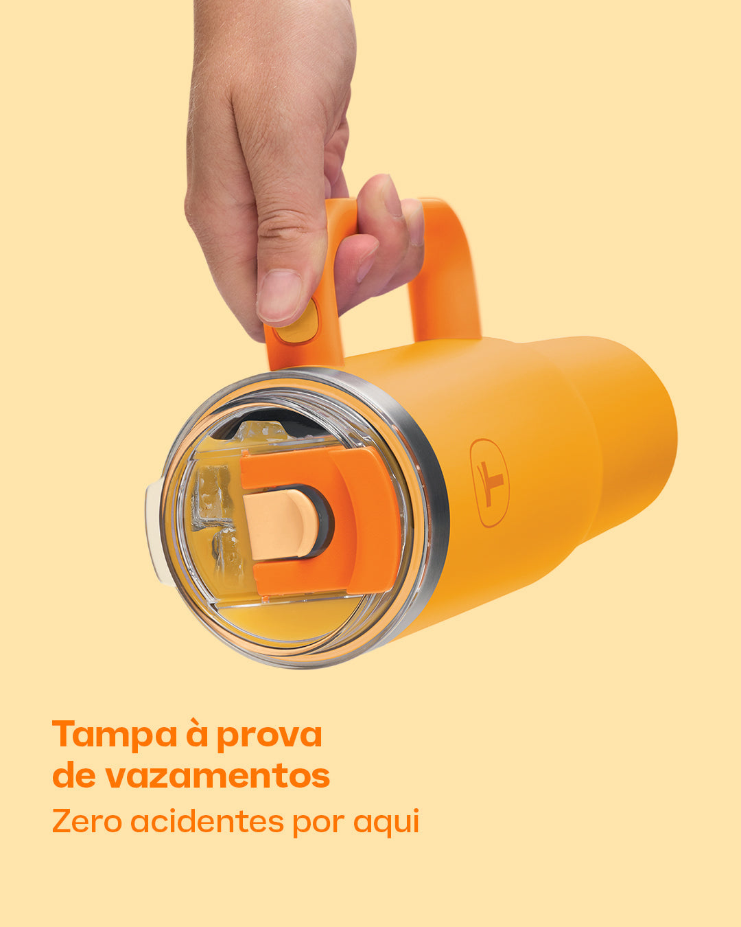Copo Térmico Big T Com Canudo Tupperware Amarelo com Laranja 1,1L