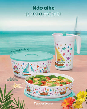 Pote Tupperware Tupper Redondinha Mar De Flores Branco 500ml