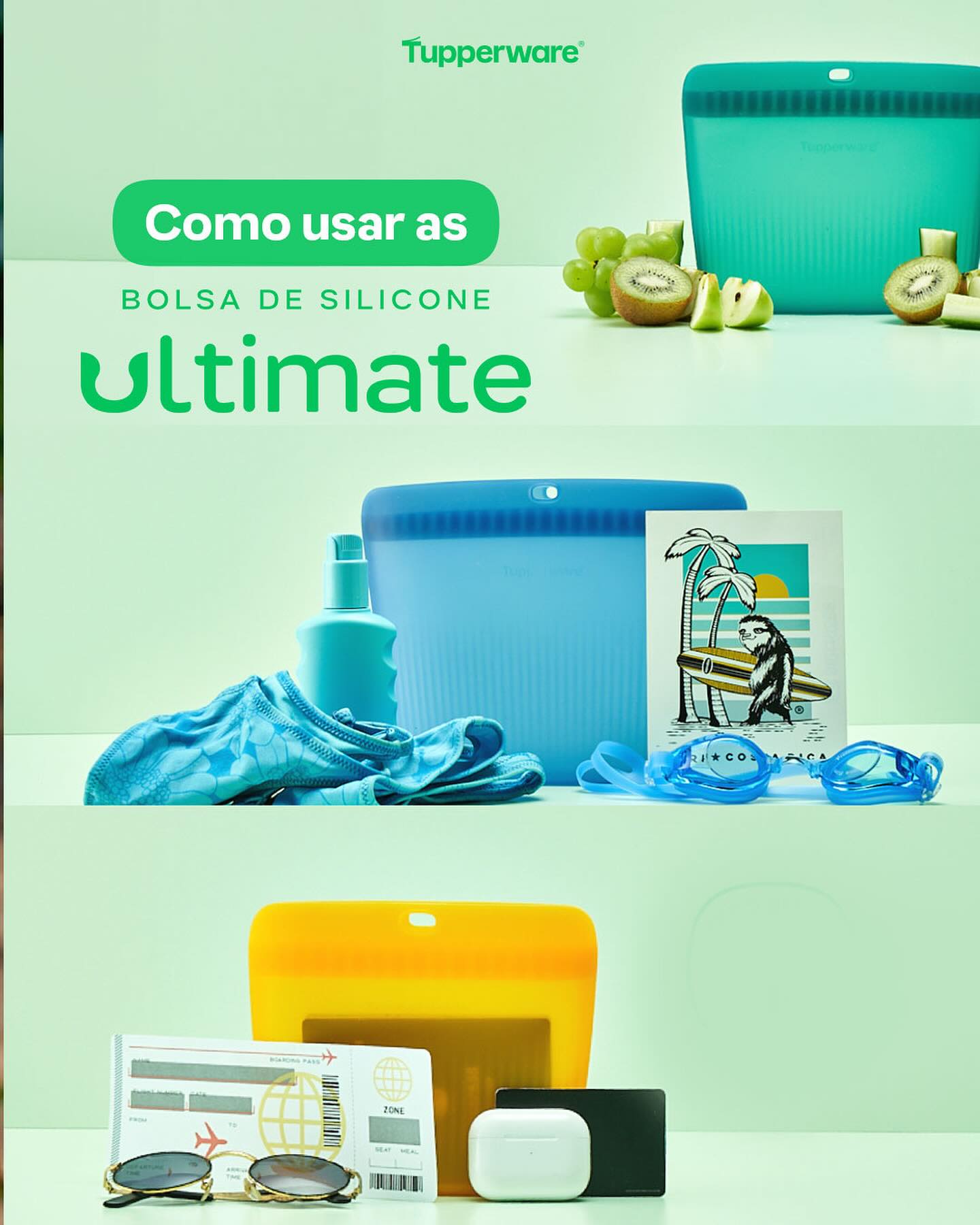 Saco de Silicone Multiuso M Ultimate Verde Tupperware 1L