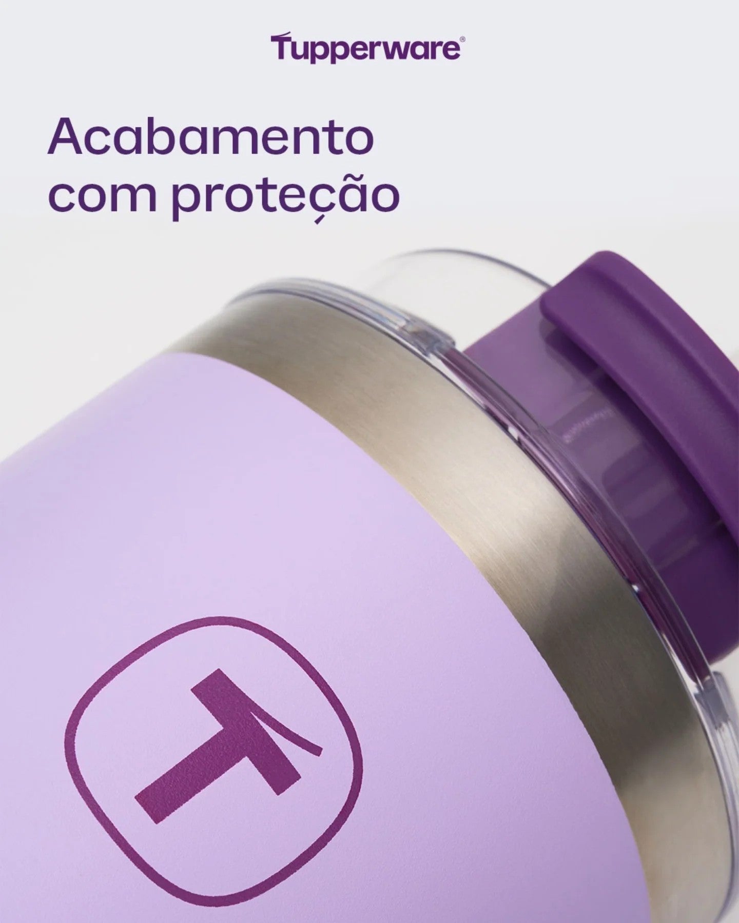 Copo Térmico Big T Com Canudo Tupperware Lilás 630ml