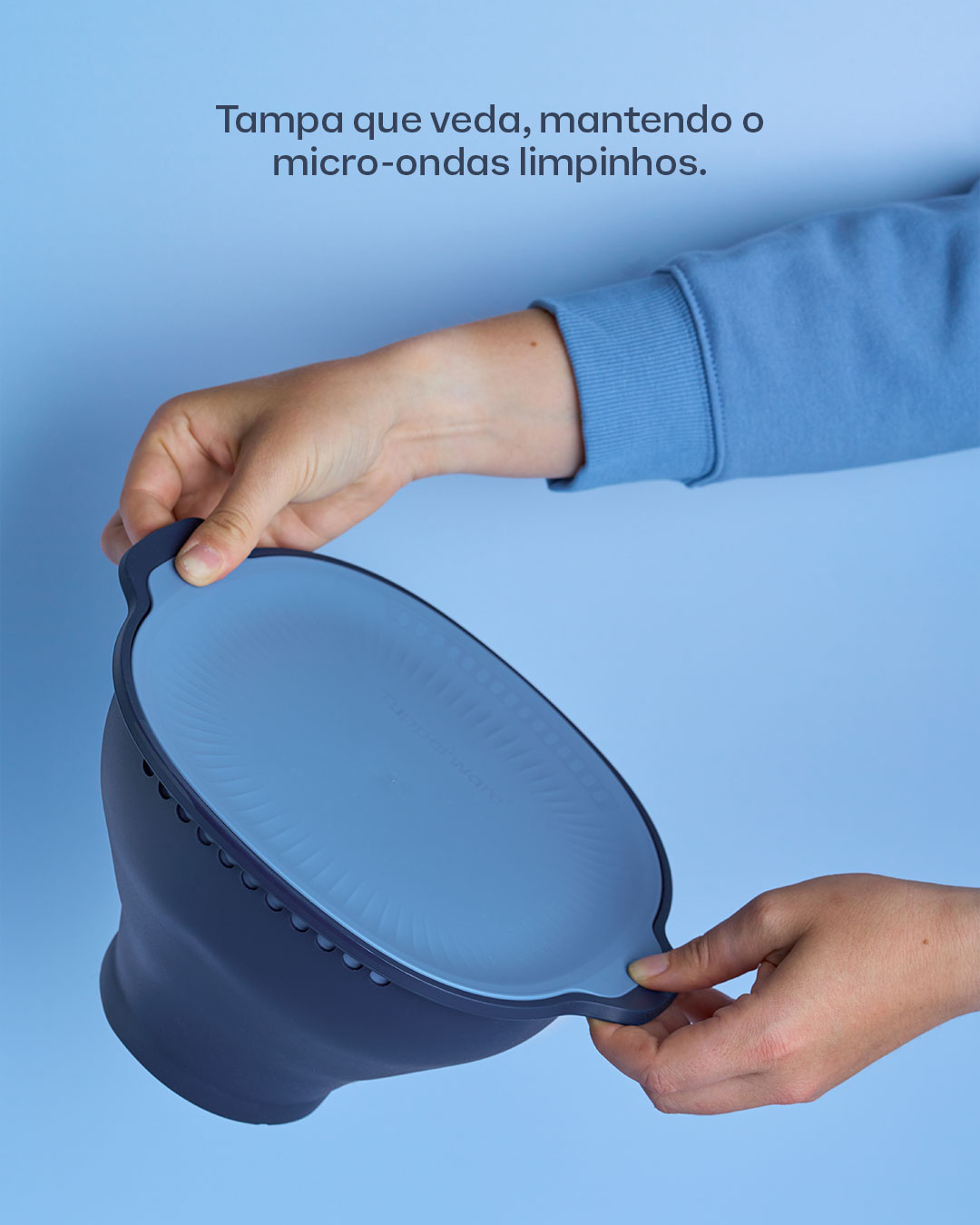 Pipoqueira de Silicone para Micro-Ondas Dobrável Wow Pop Tupperware Azul