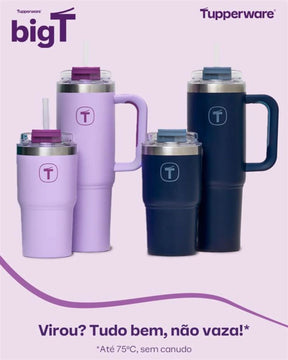 Copo Térmico Big T Com Canudo Tupperware Lilás 630ml