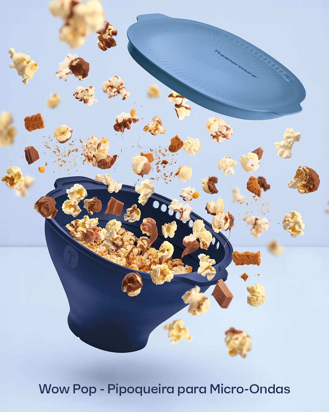 Pipoqueira de Silicone para Micro-Ondas Dobrável Wow Pop Tupperware Azul
