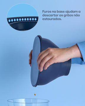 Pipoqueira de Silicone para Micro-Ondas Dobrável Wow Pop Tupperware Azul