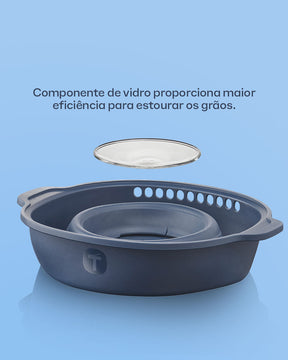 Pipoqueira de Silicone para Micro-Ondas Dobrável Wow Pop Tupperware Azul