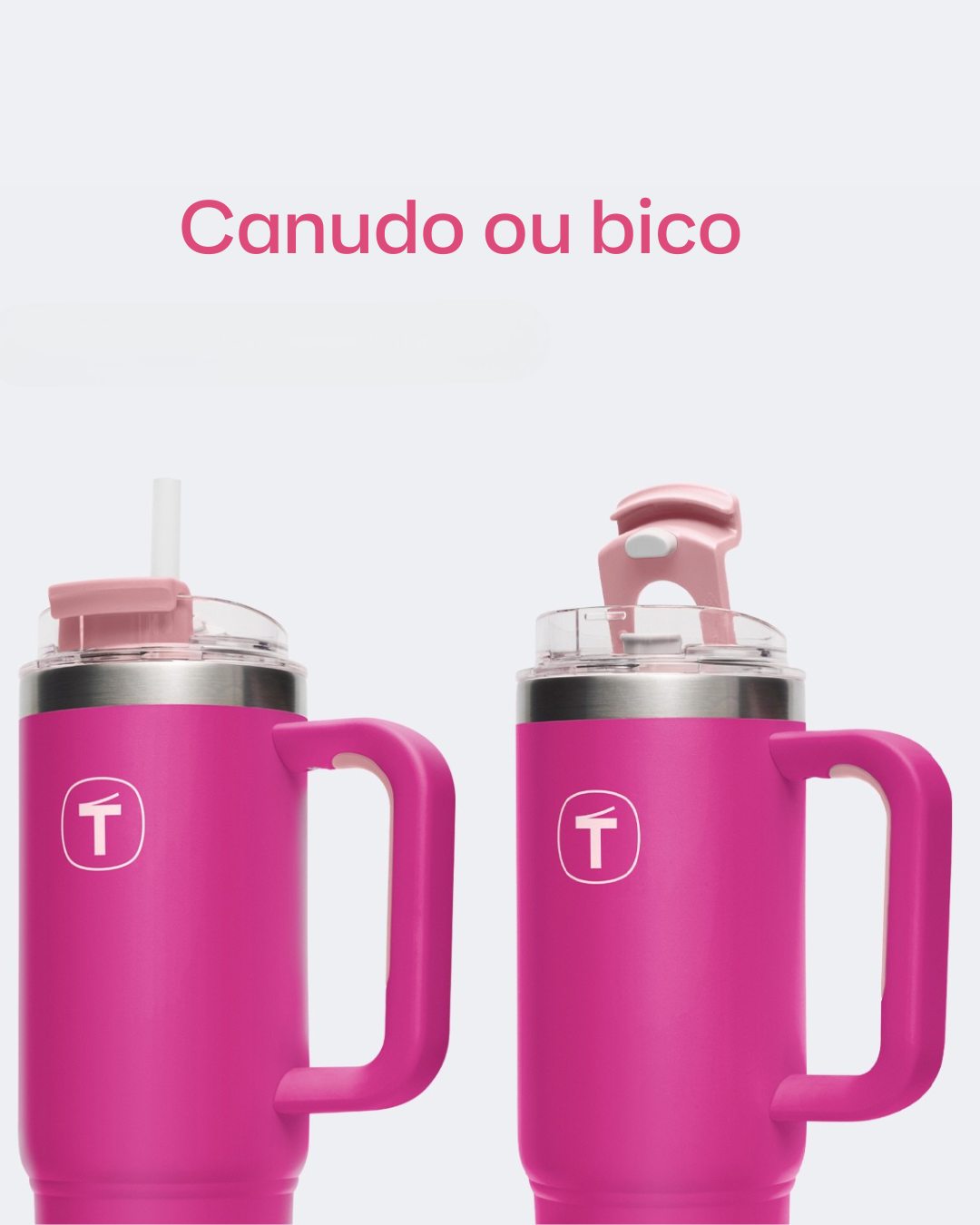 Copo Térmico Big T Com Canudo Tupperware 1,1L Rosa