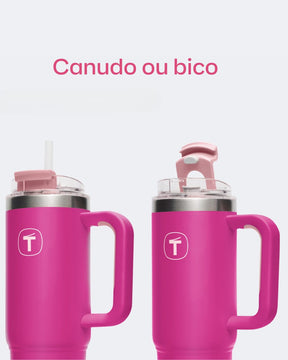 Copo Térmico Big T Com Canudo Tupperware 1,1L Rosa