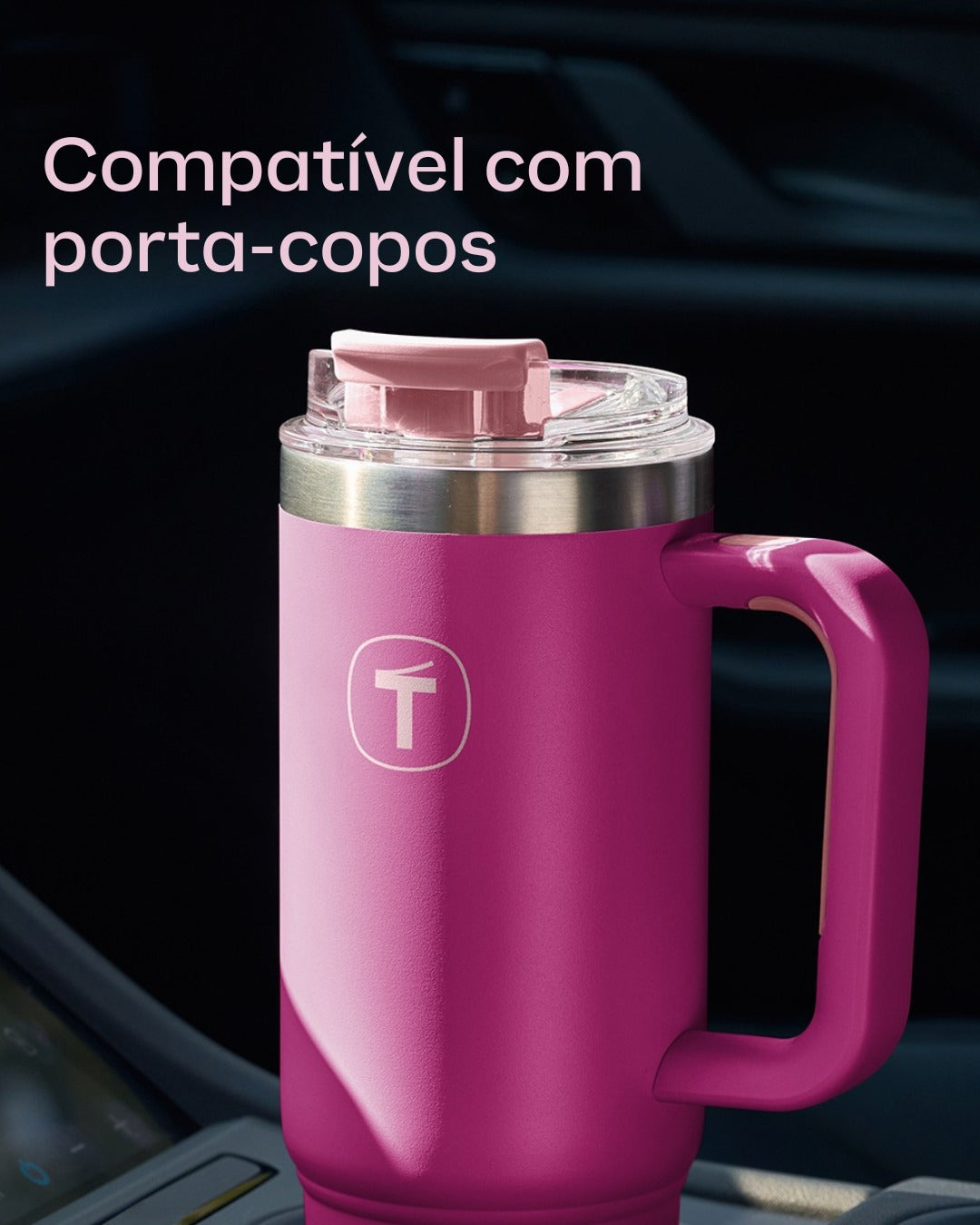 Copo Térmico Big T Com Canudo Tupperware 1,1L Rosa
