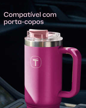 Copo Térmico Big T Com Canudo Tupperware 1,1L Rosa