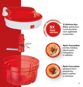 Mini Triturador de Alimentos Tupperware Turbo Chef Supersonic Vermelho 300ml