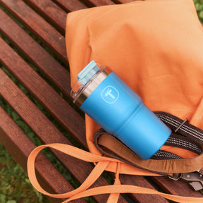 Copo Térmico Big T Com Canudo Tupperware Azul Claro 630ml