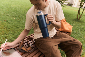 Copo Térmico Big T Com Canudo Tupperware Azul 1,1L