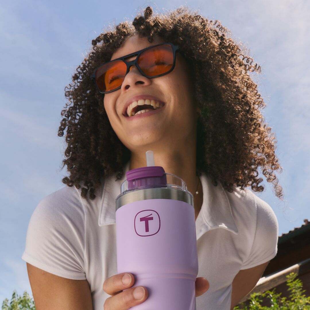 Copo Térmico Big T Com Canudo Tupperware Lilás 630ml