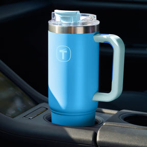 Copo Térmico Big T Com Canudo Tupperware Azul Claro 1,1L