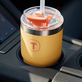 Copo Térmico Big T Com Canudo Tupperware Amarelo com Laranja 630ml