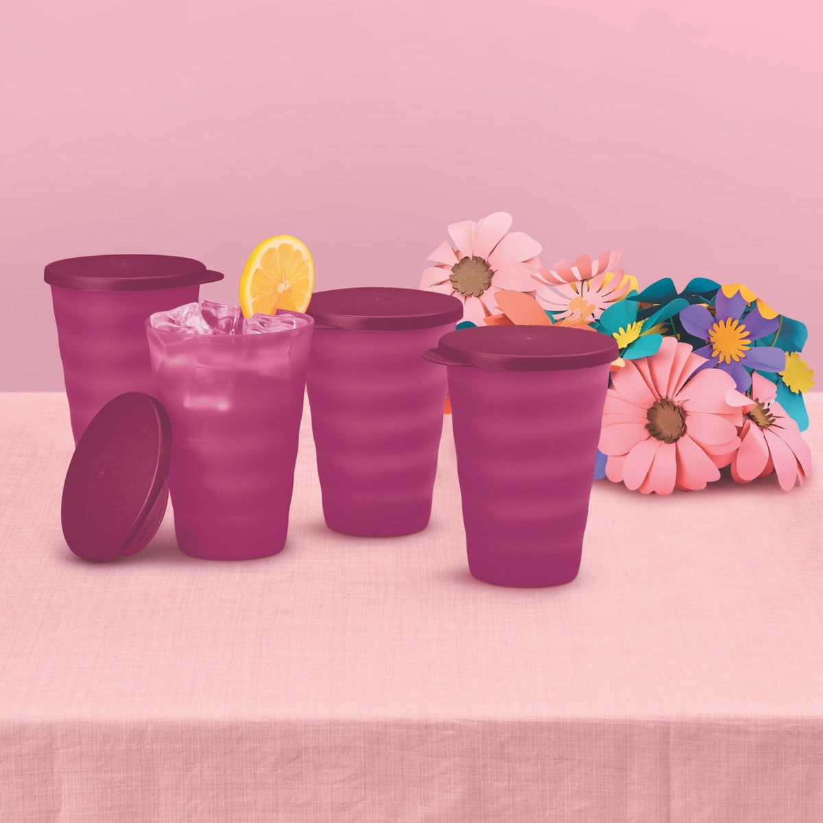 Copo com Tampa Tupperware Murano Vinho 500ml