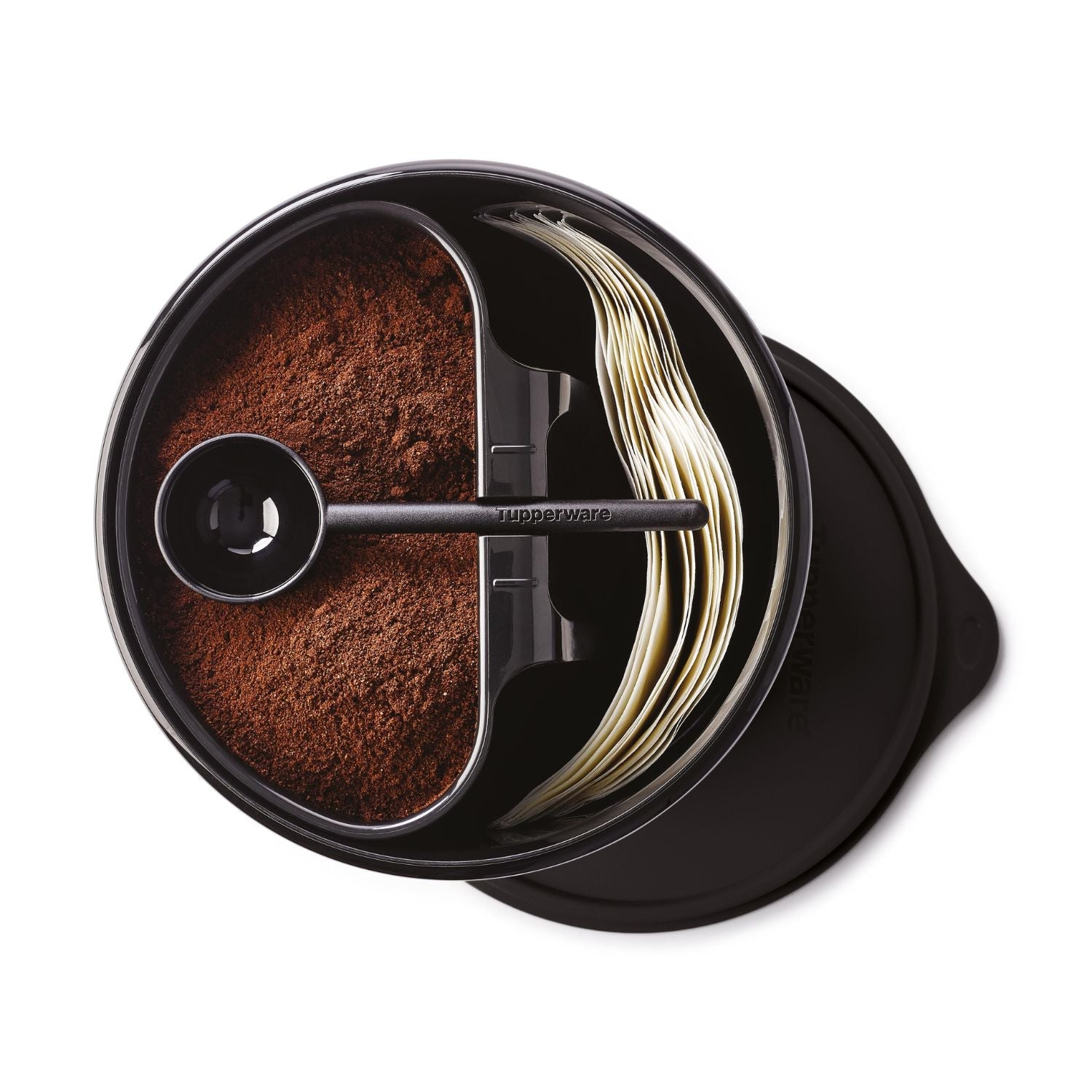 Pote Tupper Caixa Café E Filtro Tupperware Essences Preto 500g e 30 Filtros