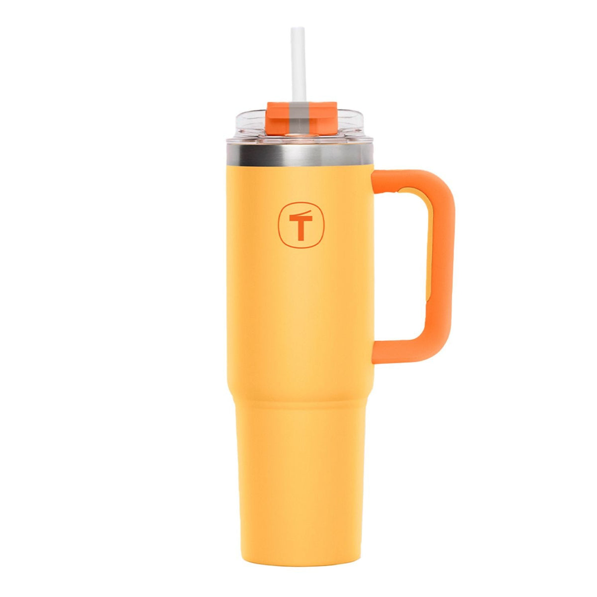 Copo Térmico Big T Com Canudo Tupperware Amarelo com Laranja 1,1L