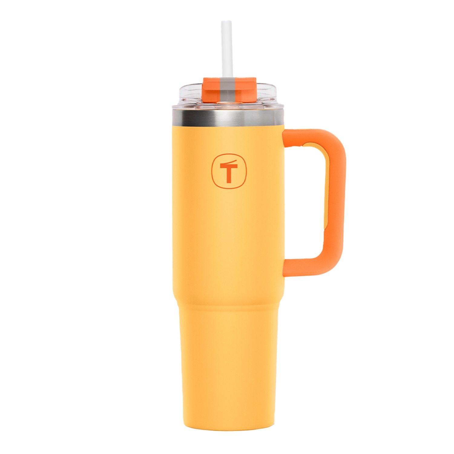 Copo Térmico Big T Com Canudo Tupperware Amarelo com Laranja 1,1L