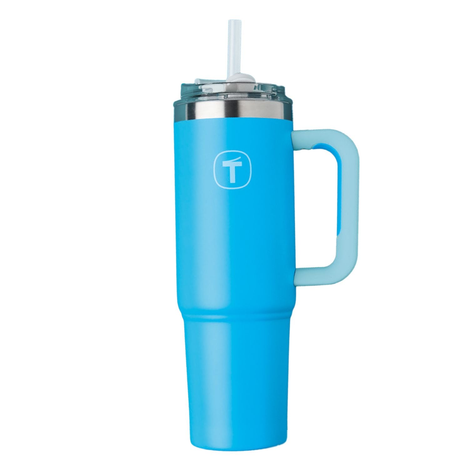 Copo Térmico Big T Com Canudo Tupperware Azul Claro 1,1L