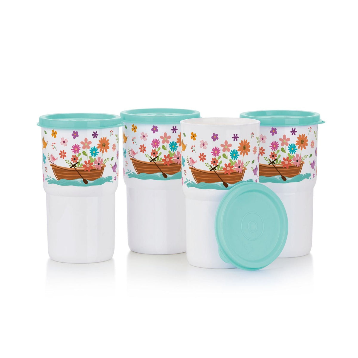 Copo Colors Tupperware Mar De Flores 350ml Branco