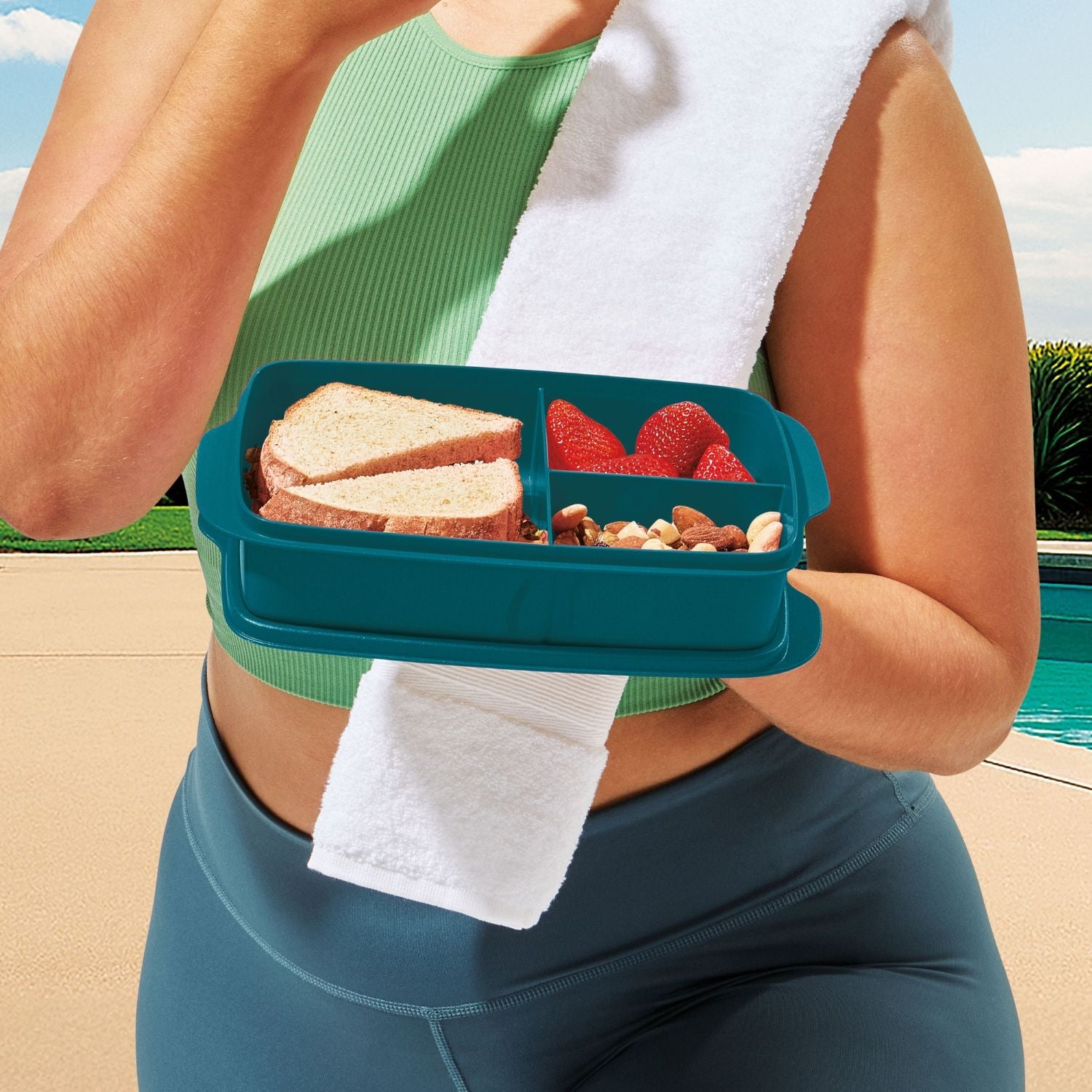 Pote Hermético Tupperware Basic Line Com Divisórias 1L Turmalina