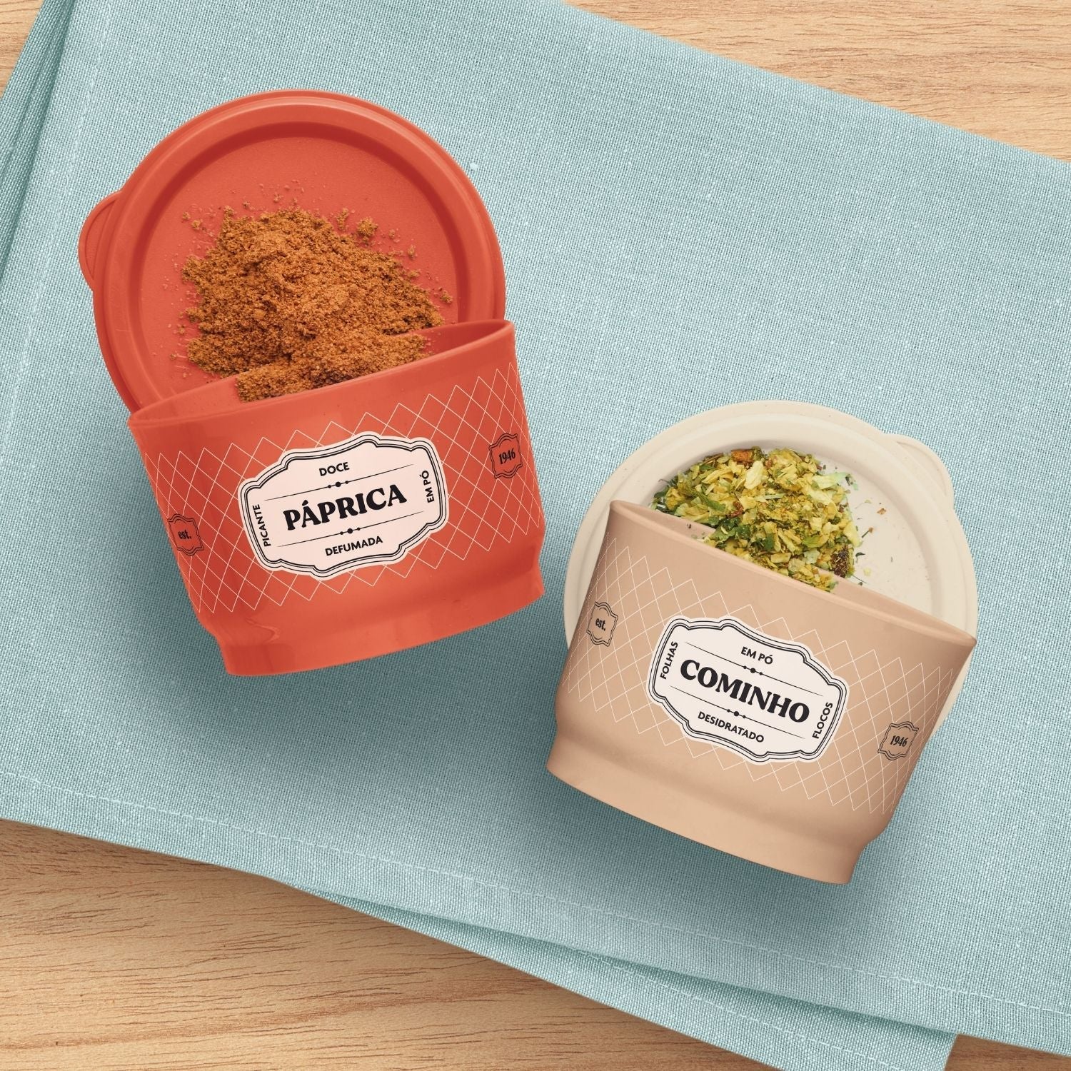 Potinho Porta Tempero Tupperware Cominho Essences 140ml Bege