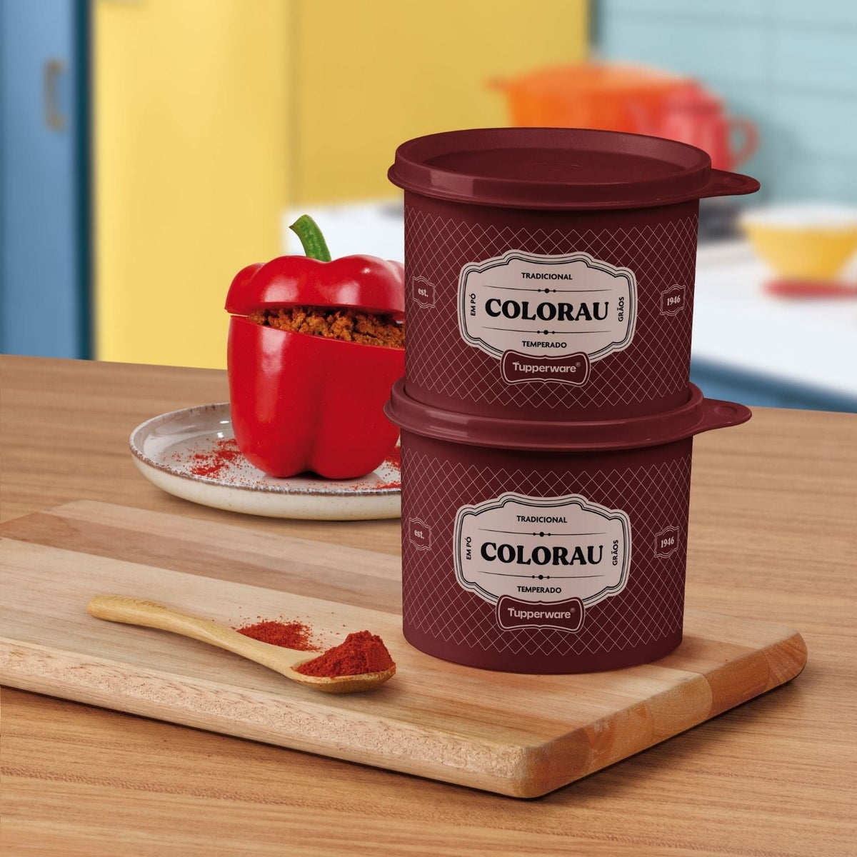 Pote Tupper Redondinha Tupperware Colorau Essences 350g Vinho