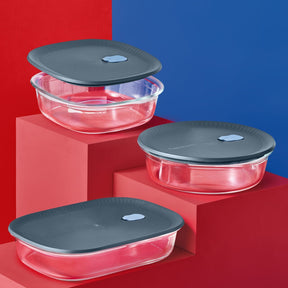 Travessa de Vidro com Tampa Tupperware Vitrea Redonda 1,7L